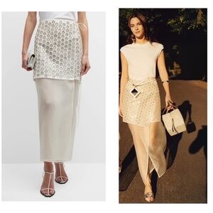 New TORY BURCH  Mirror Embellished Double Layer Wrap Skirt
